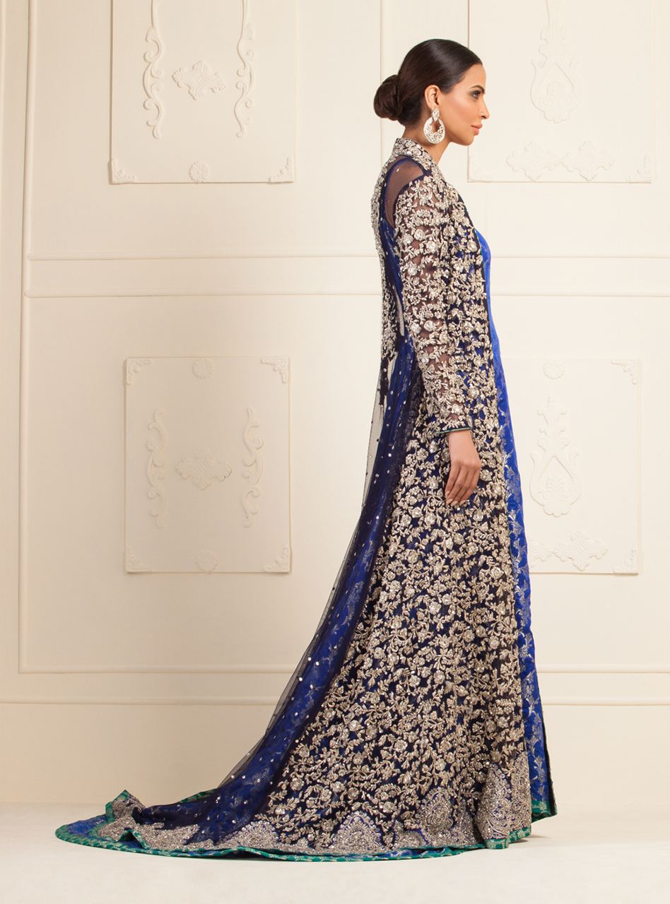 Navy Blue Embellished Net Jacket