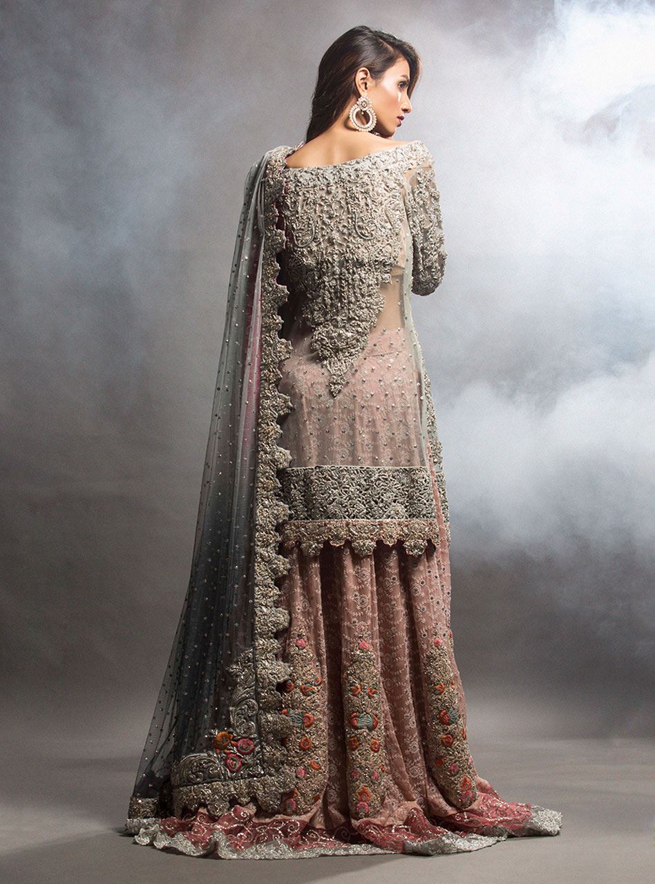 Ash Grey Short Shirt With Pink Lehnga