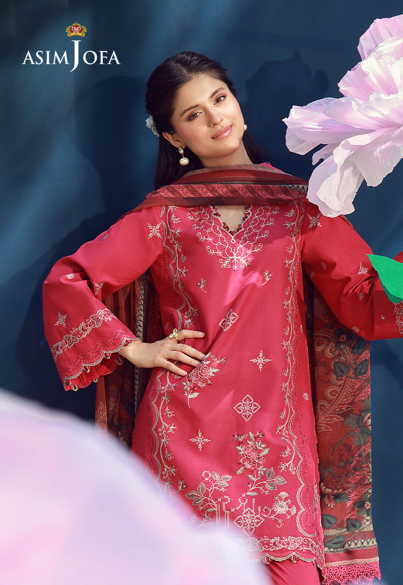 AJMUB-12 Embroidered Cambric Stitched 3 Pcs
