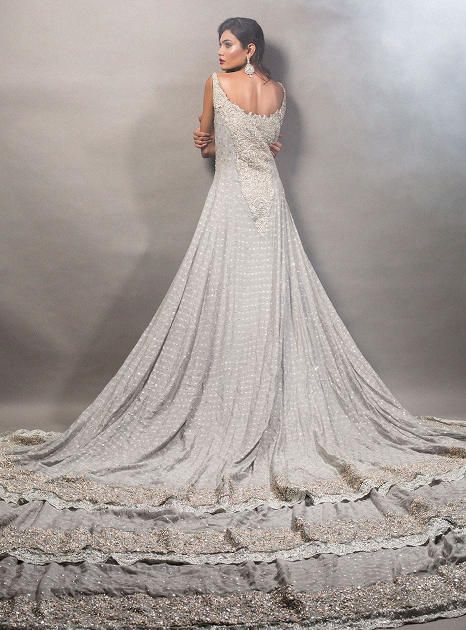 Ash Grey Fully Embellished Dress