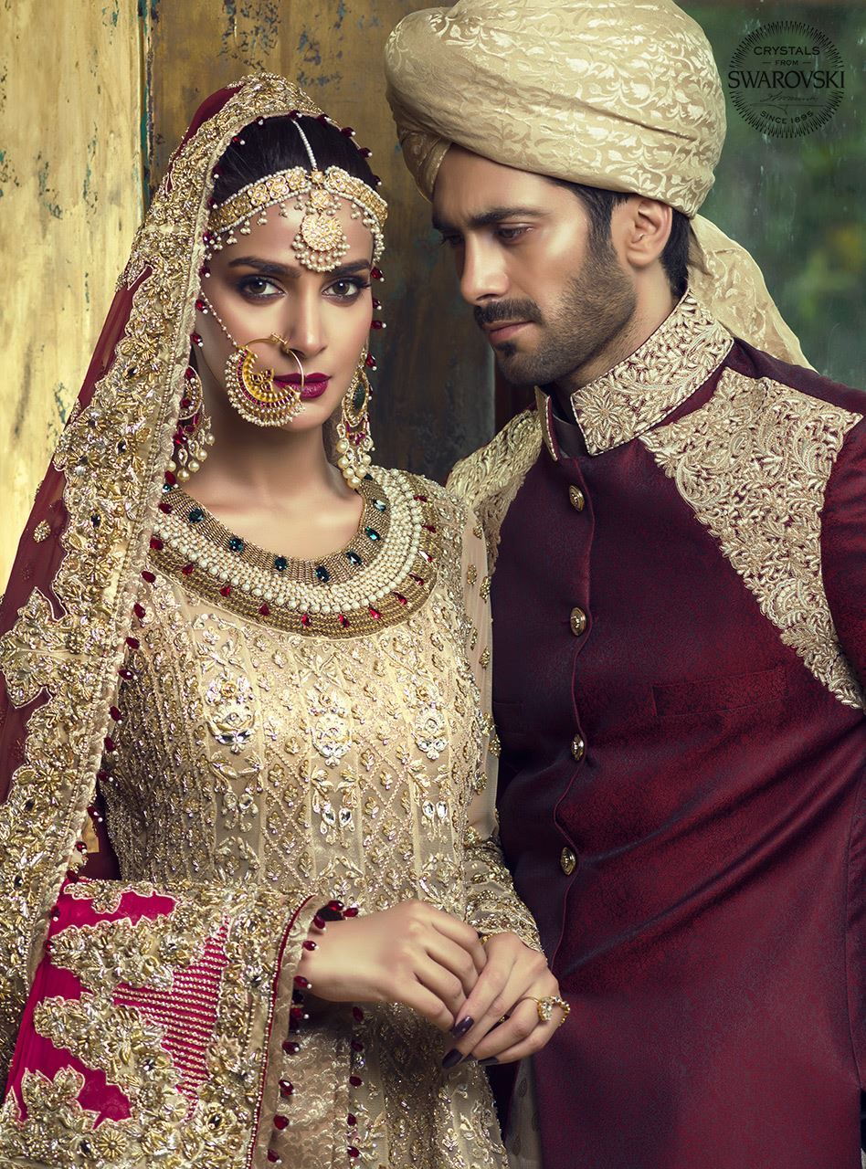 Gold Peplum With Gradient Maroon Dupatta