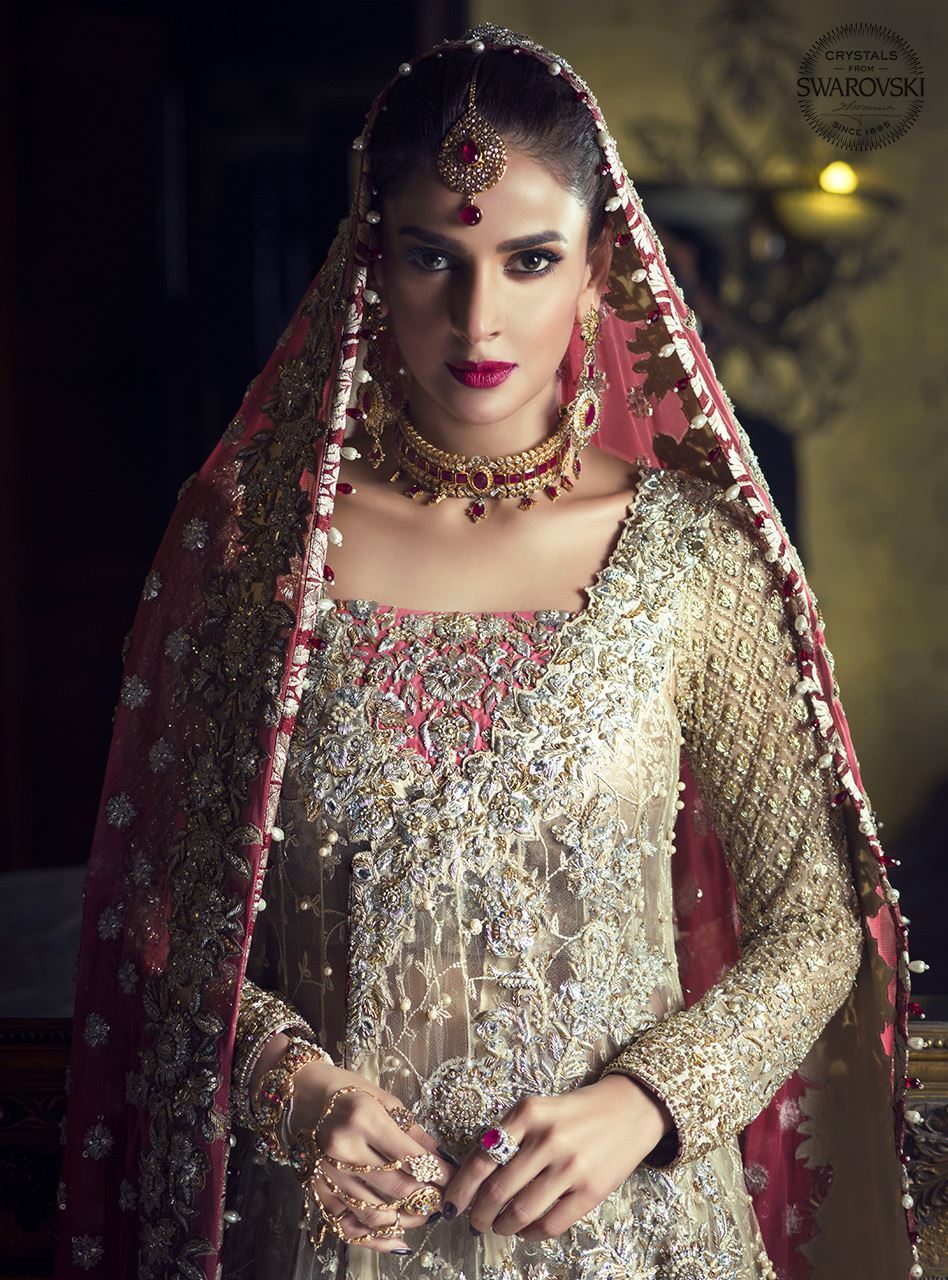 Gold Angarkha With Melon Pink Dupatta