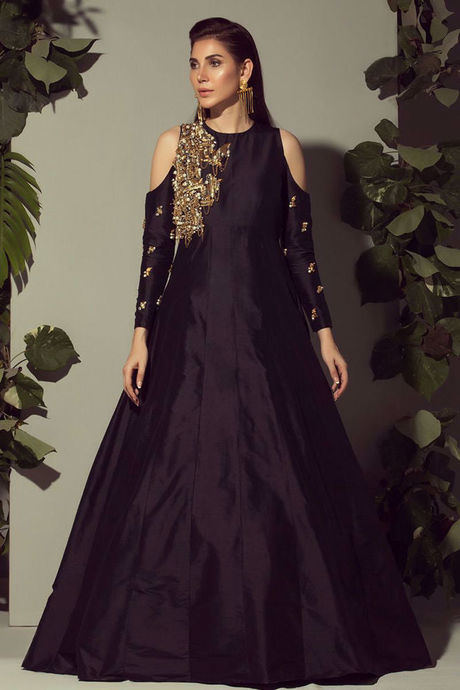 Black silk gown