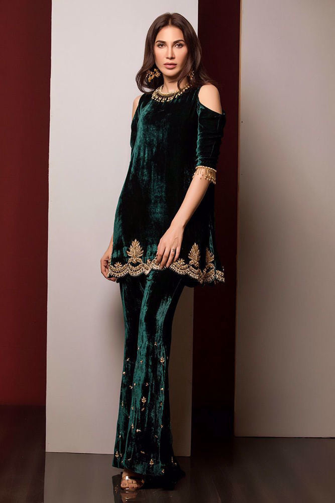 Velvet bottle green top