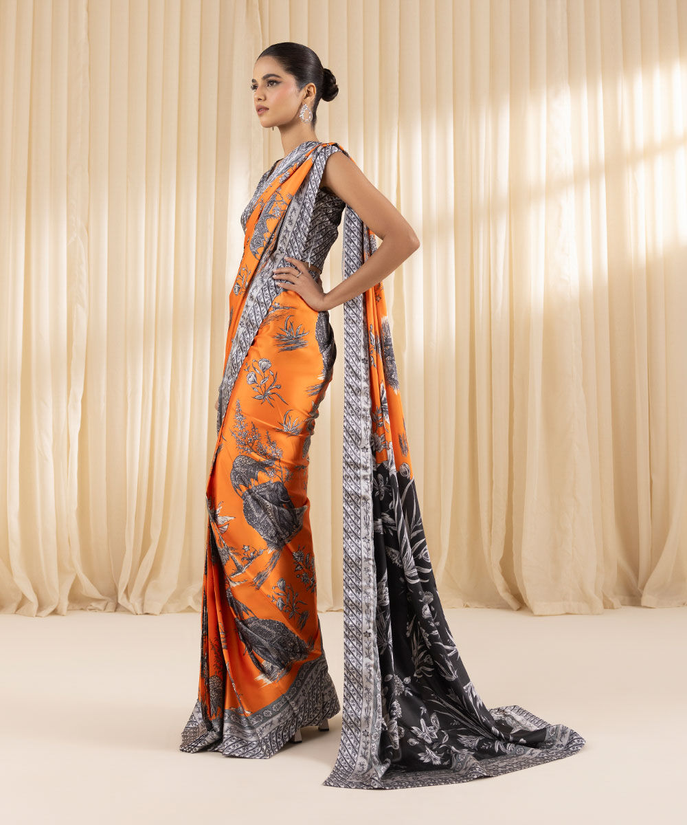 Printed Satin Saree