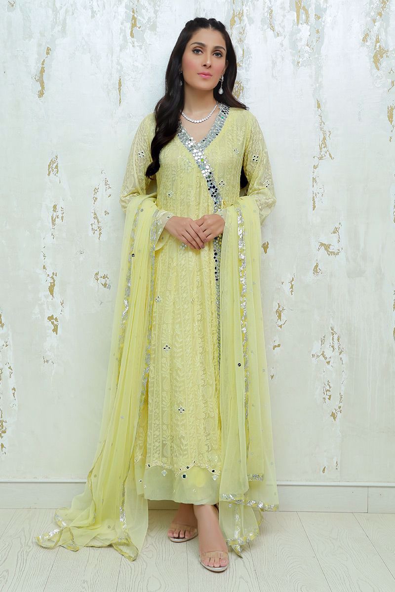 Lemon infusion Kalidaar and Dupatta With Pants
