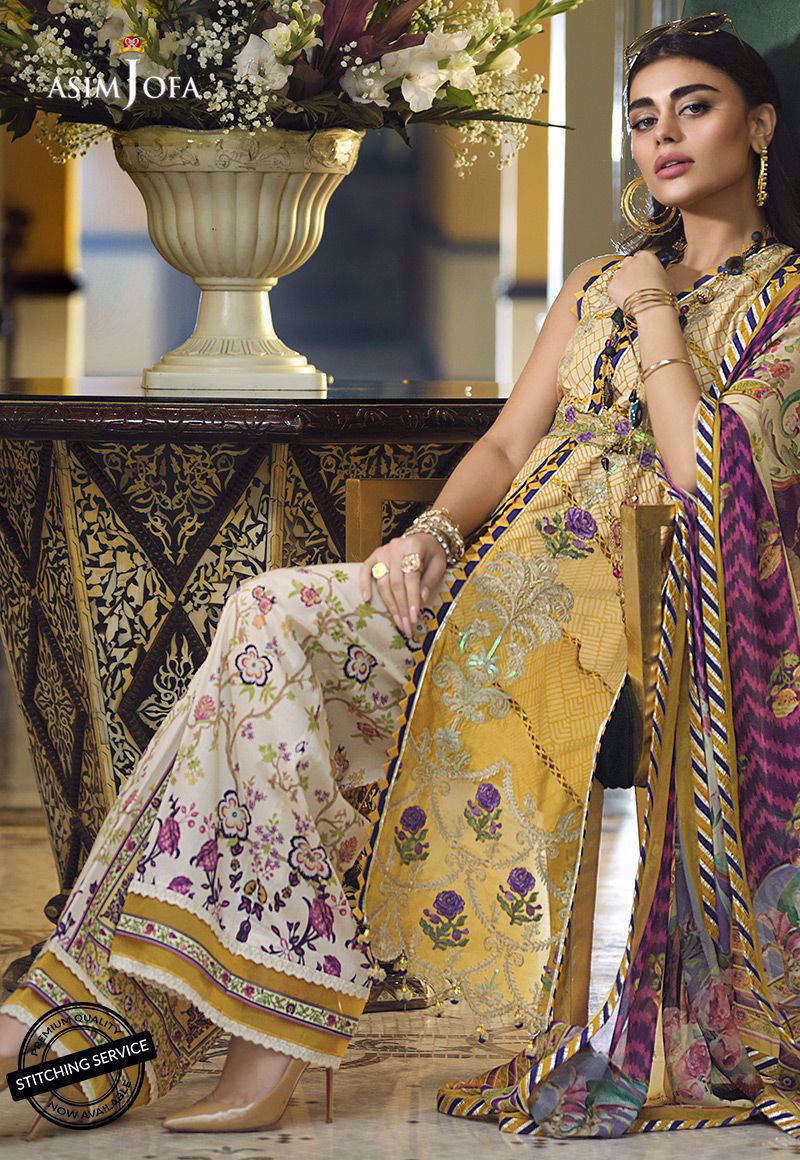 AJL-2A Printed EMBROIDERED Unstitched 3Pcs