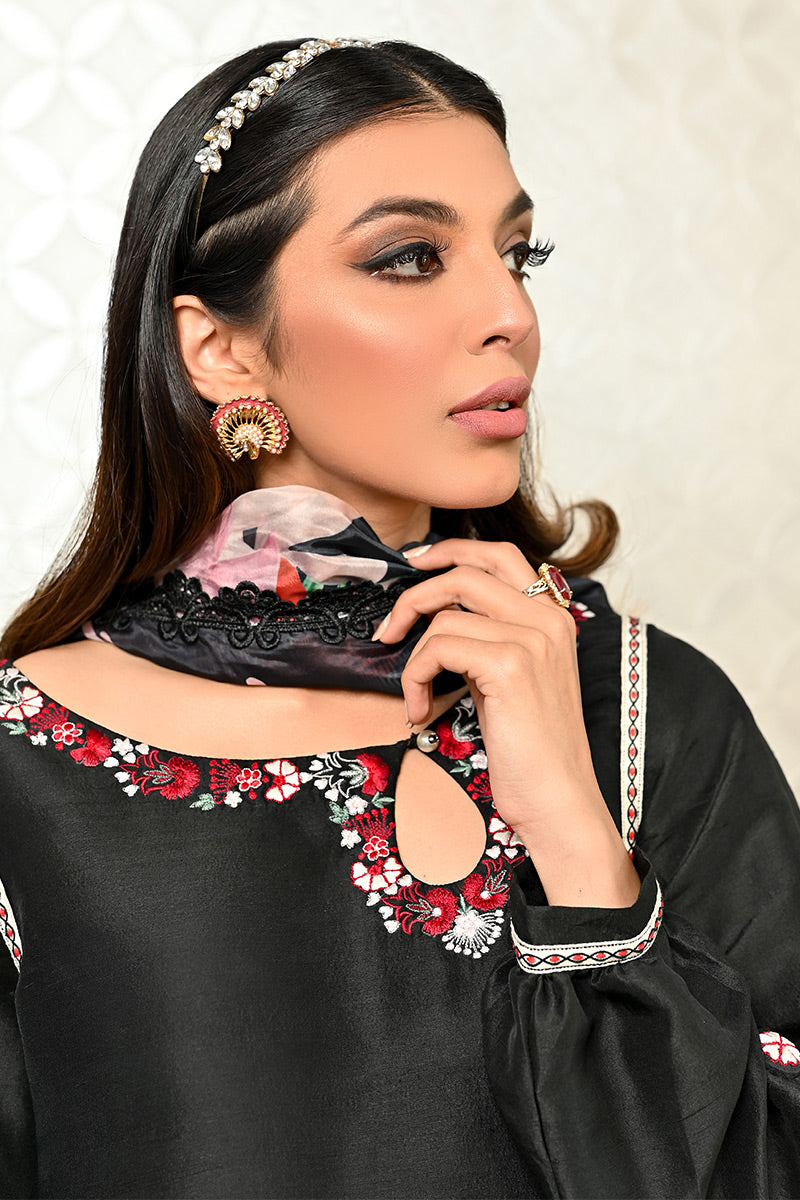 Palawan Black Raw Silk