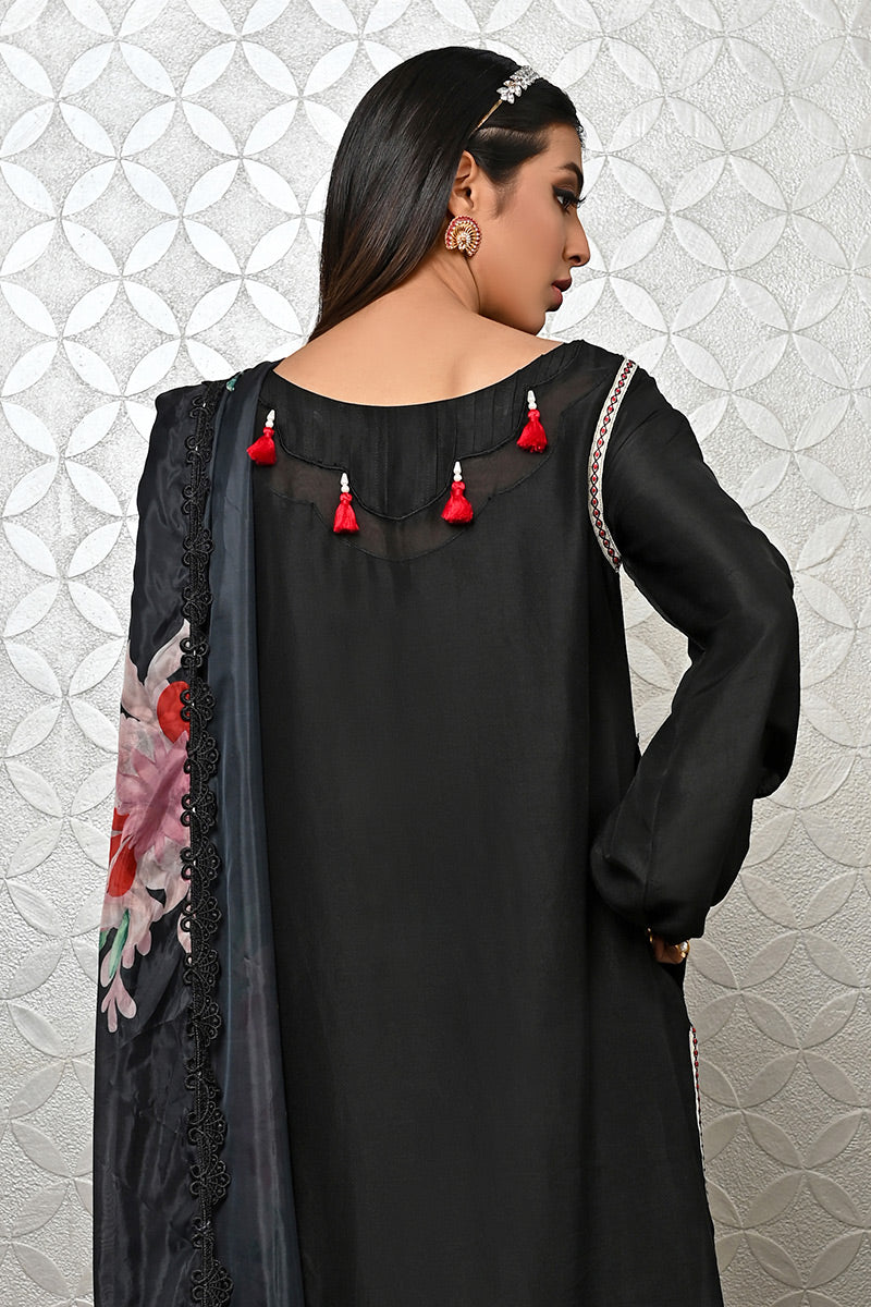 Palawan Black Raw Silk