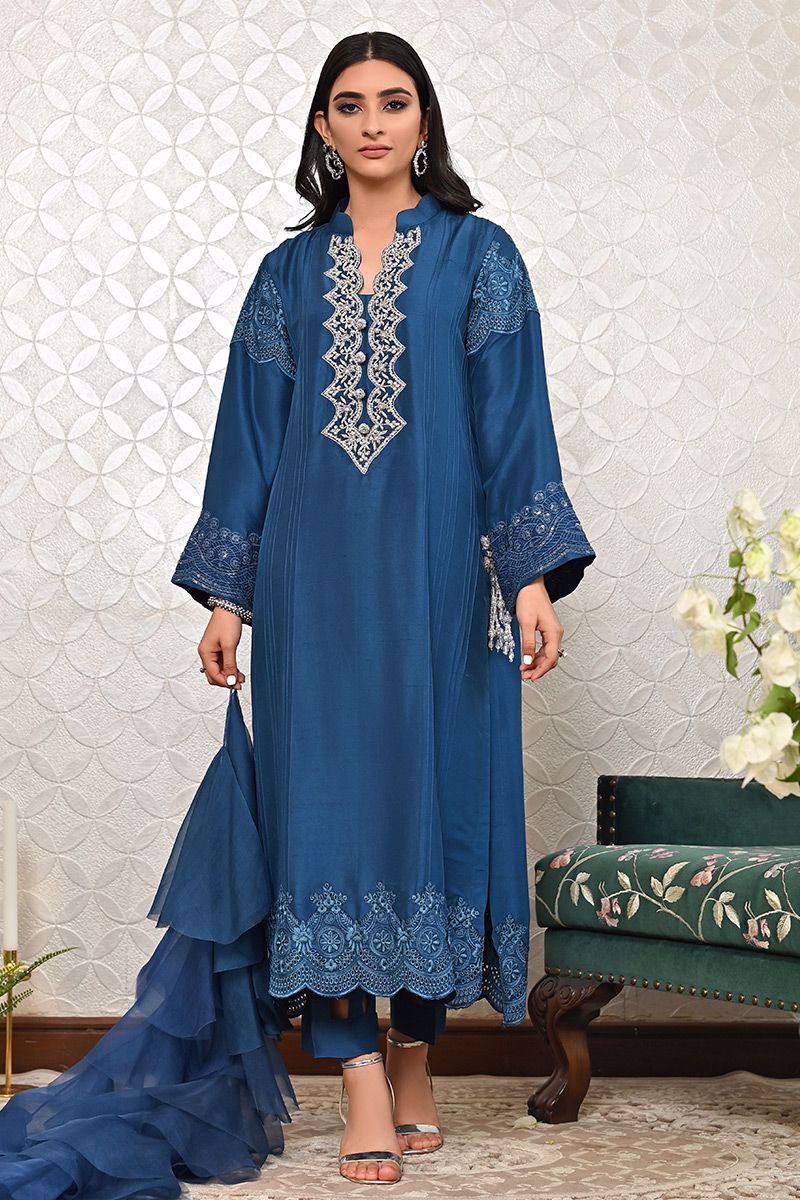 Seychelles Blue Raw Silk