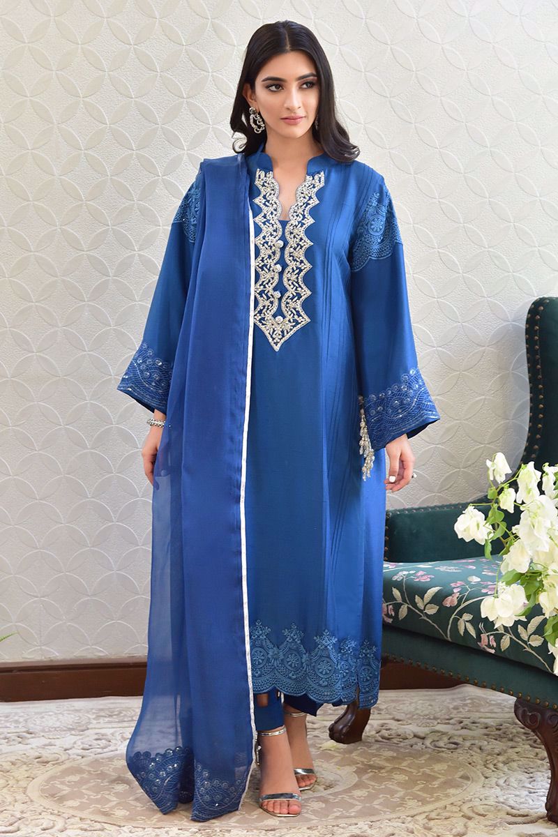 Seychelles Blue Raw Silk