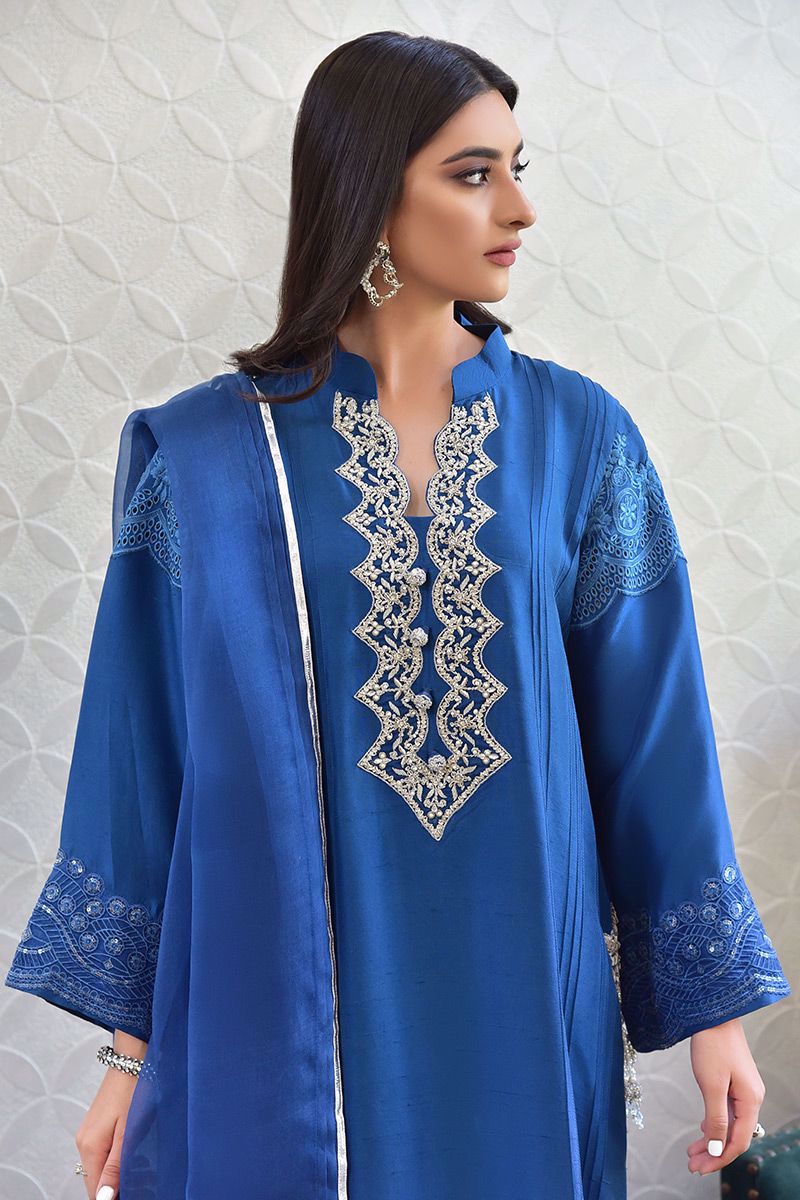 Seychelles Blue Raw Silk
