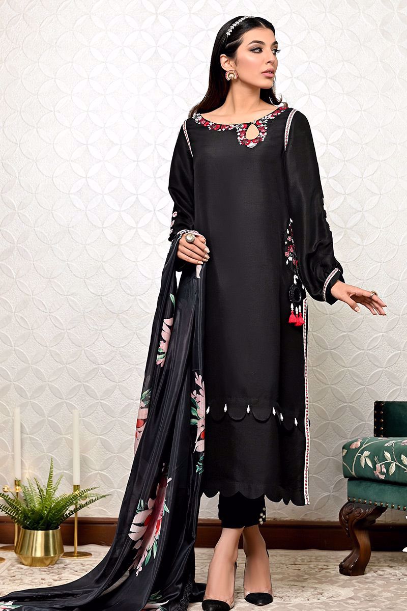 Palawan Black Raw Silk