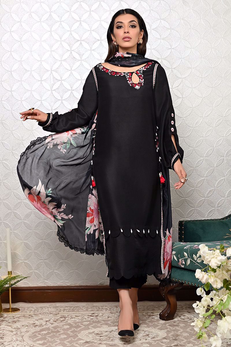 Palawan Black Raw Silk