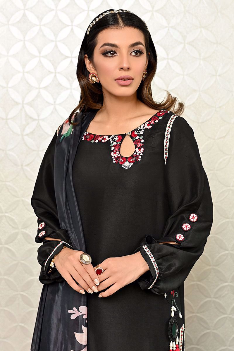 Palawan Black Raw Silk