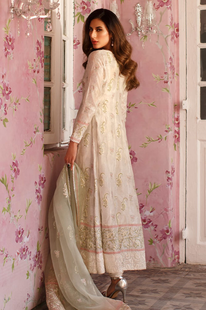 Floral azure Kalidaar and Dupatta With Pants