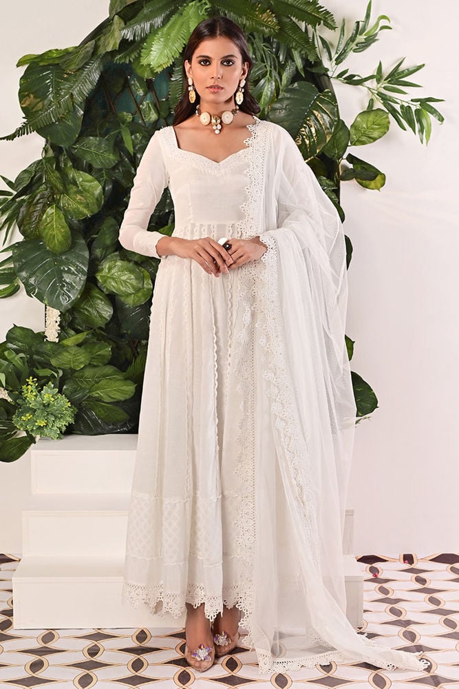 Whisper white Kalidaar and Dupatta With Pants