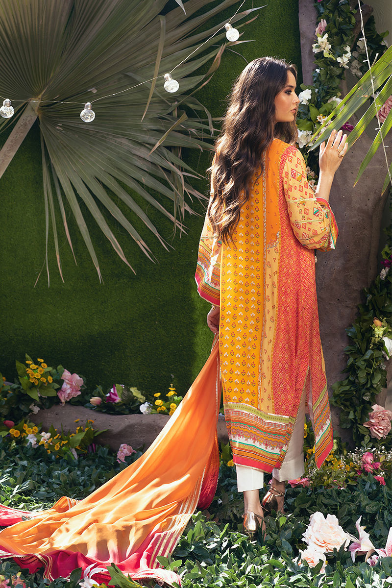 Zoona - Saffron Shirt And Dupatta