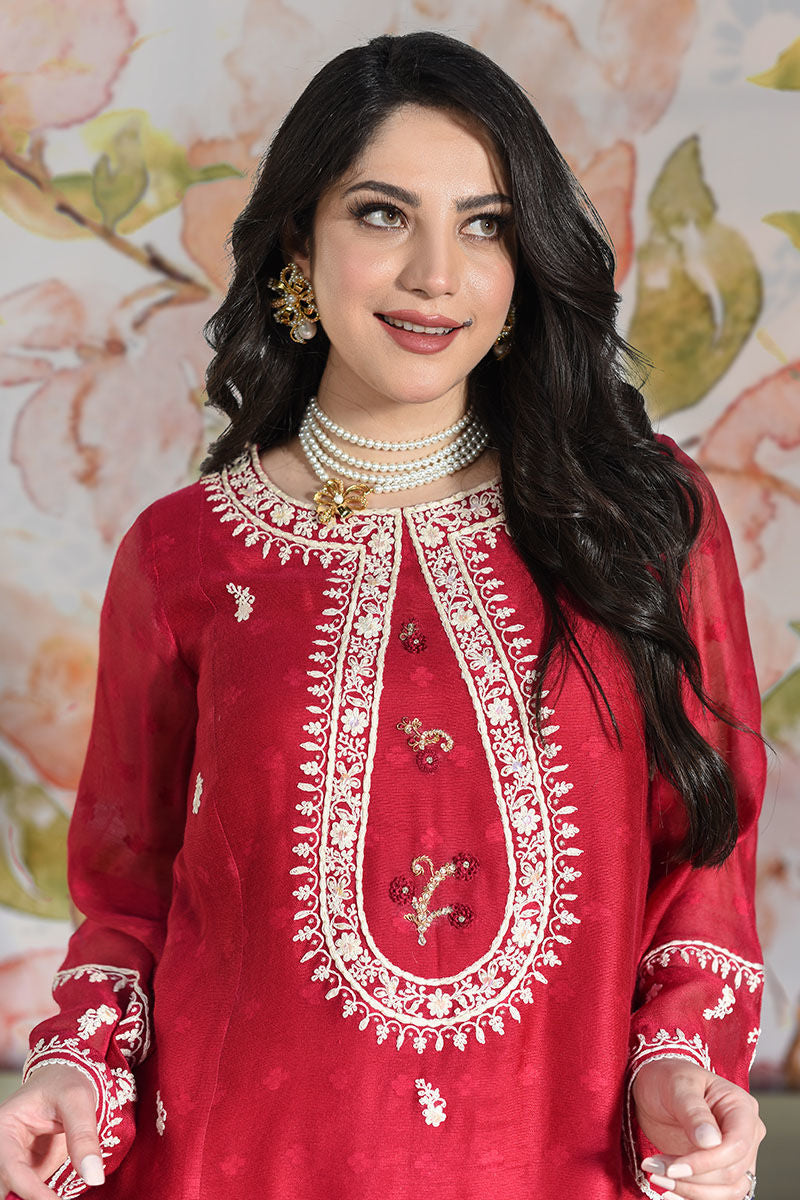 Sania - Cherry - Shirt And Dupatta