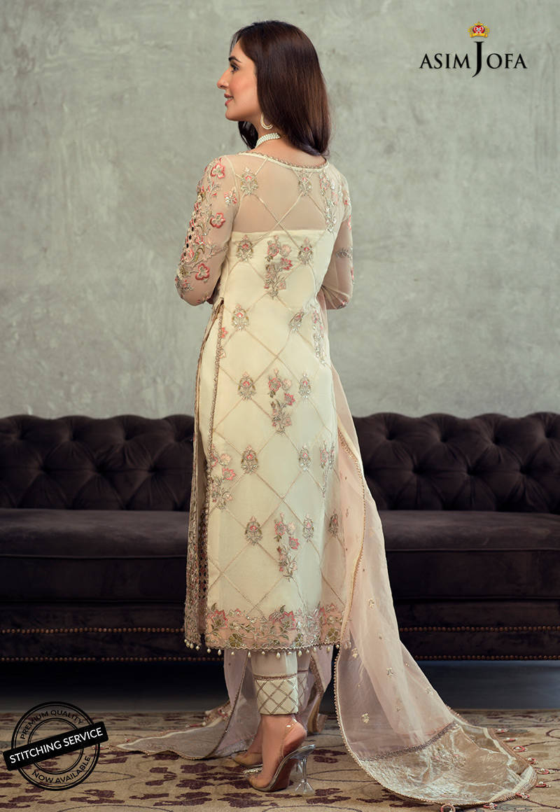 AJLED-16 EMBROIDERED ORGANZA STITCHED 2 PCS