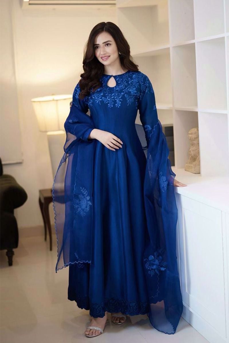 Blue Shadow Kalidaar and Dupatta