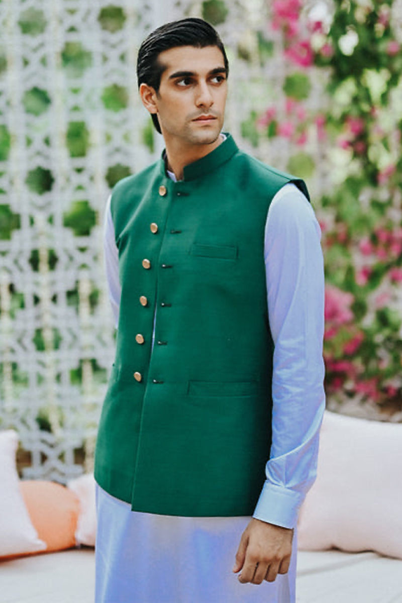 Shuja Waistcoat Bottle Green