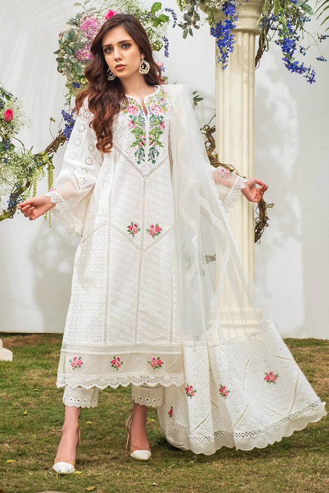 Floral White Chikan