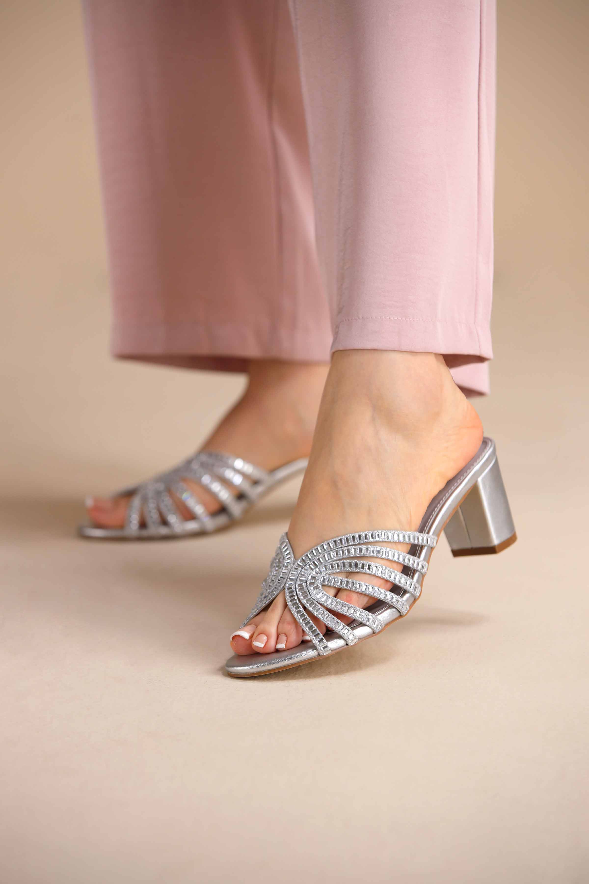 Silver Block Heels-445272920