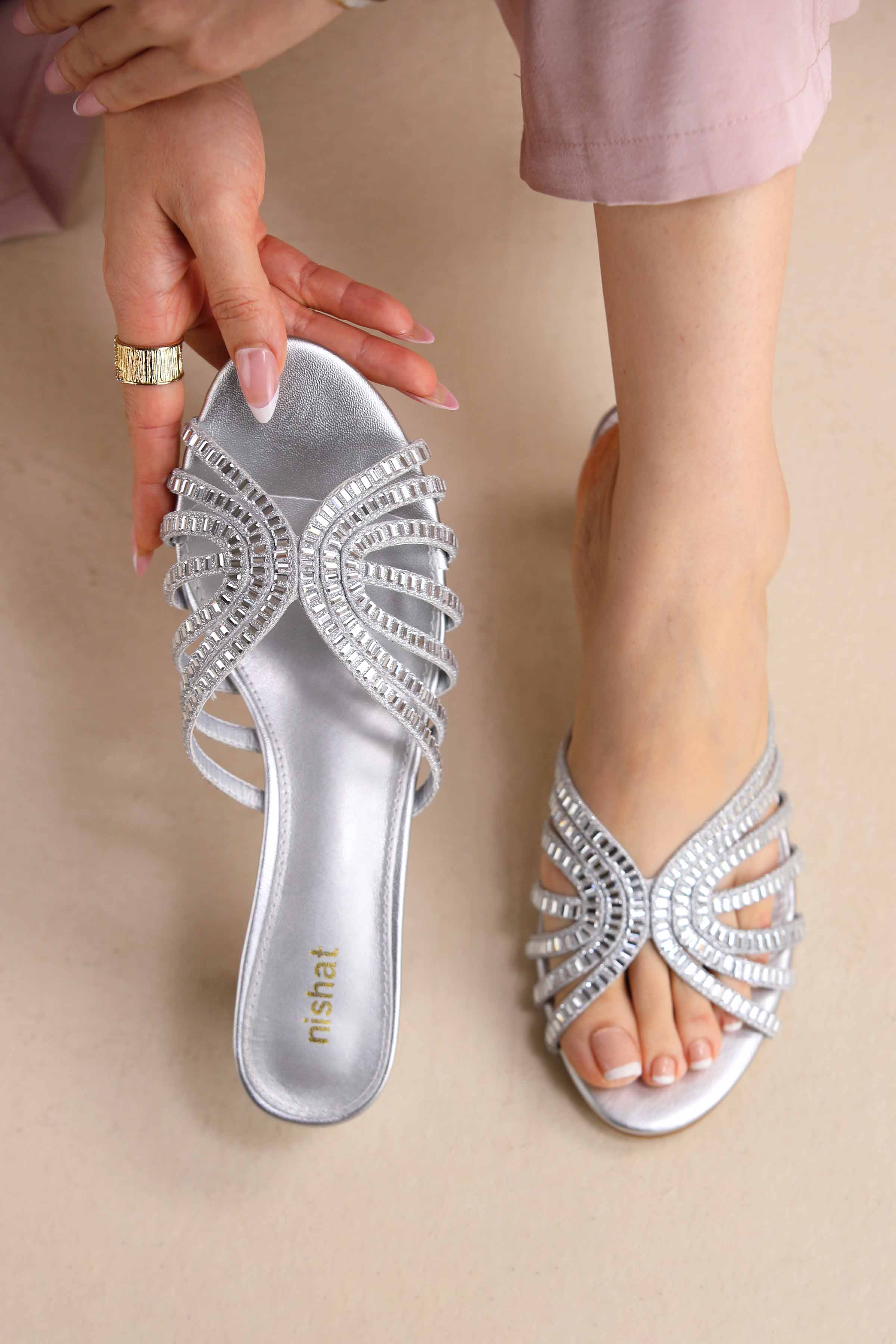 Silver Block Heels-445272920