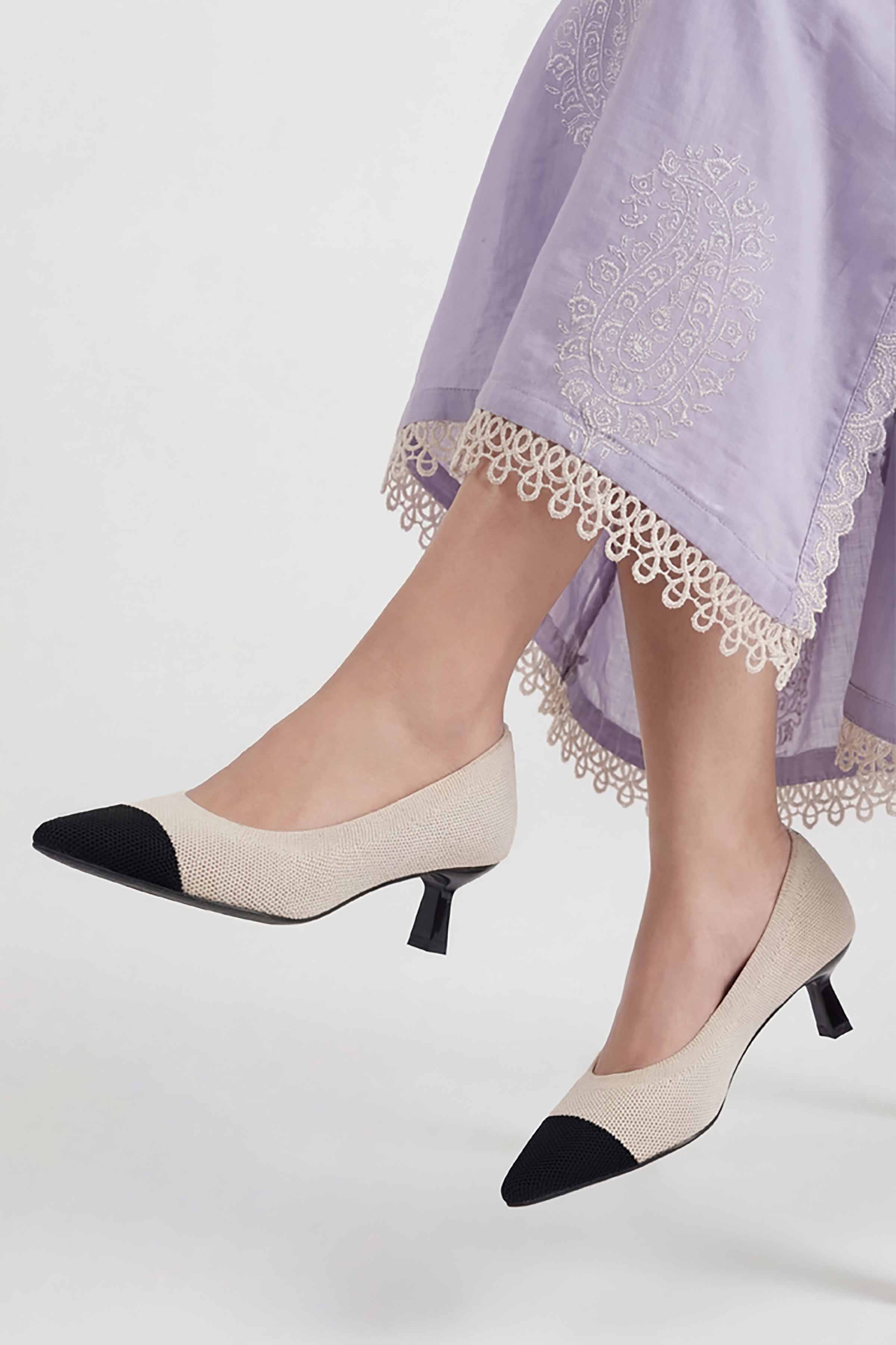 Black & Off White Heels-449352907