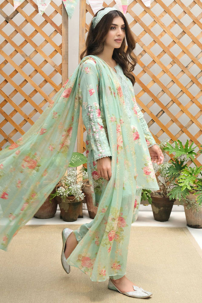 Aqua Floral with Shalwar
