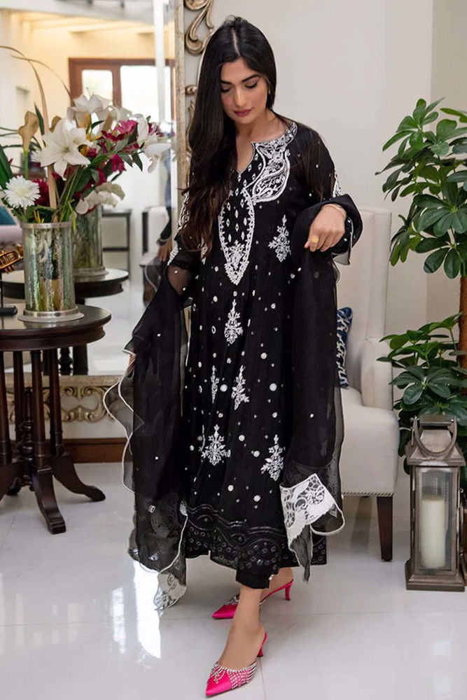 Black Sheesh Kalidar - Black Sheesh Kalidar Pure Raw Silk Pants