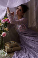 Lilac Lace Pishwas With Dupatta