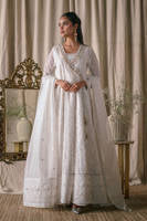 Cream Pearl Angrakha With Dupatta