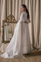 Cream Pearl Angrakha With Dupatta