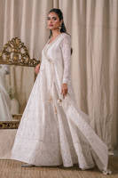 Cream Pearl Angrakha With Dupatta