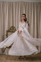 Cream Pearl Angrakha With Dupatta
