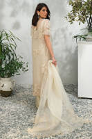 Cream Rose Net With Pants And Dupatta