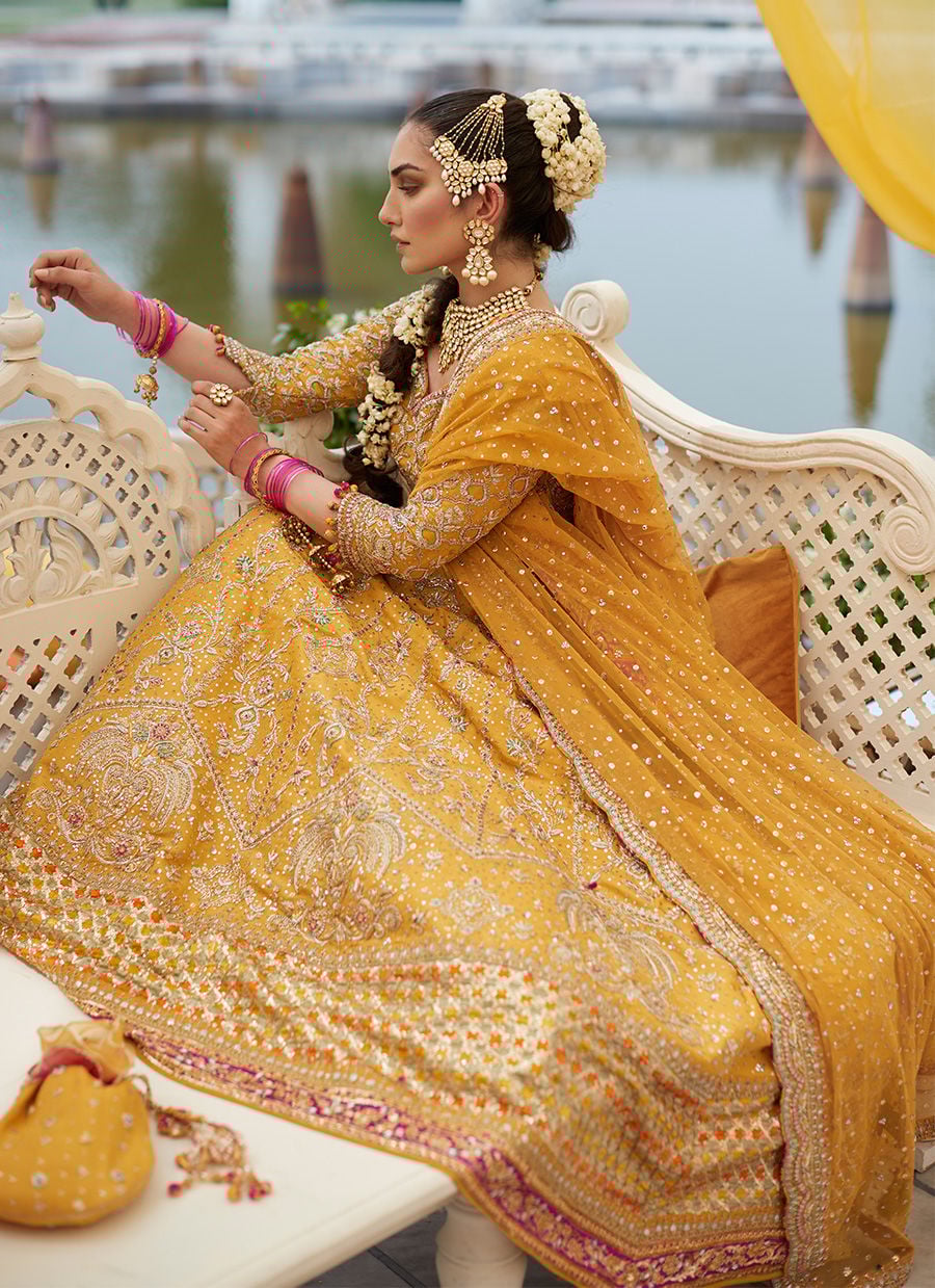 Marigold Bridal Lengha Choli