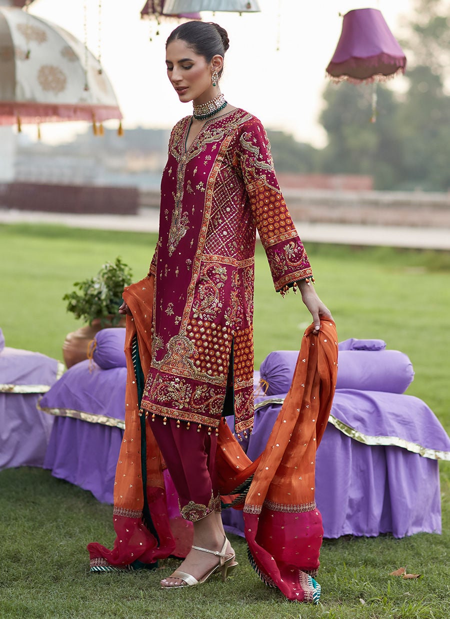 Fati Maroon Mehndi Bp Kurta