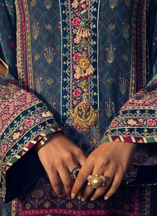 Setareh Purple Chunri Kurta With Pure Silk Ombre Dupatta