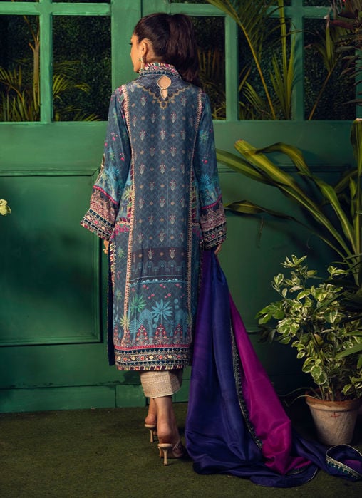 Setareh Purple Chunri Kurta With Pure Silk Ombre Dupatta