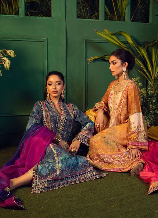 Setareh Purple Chunri Kurta With Pure Silk Ombre Dupatta