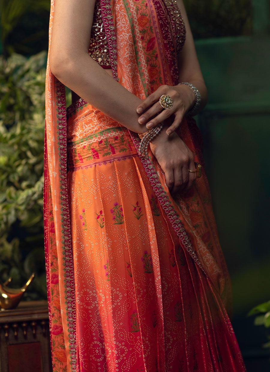 Parisa Draped Ombre Langha Saree