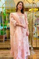 Tea Pink Rose Net with Pants and Dupatta