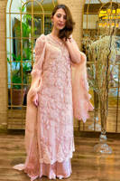 Tea Pink Rose Net with Pants and Dupatta