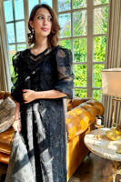 Black Rose Net with Pants and Dupatta
