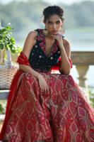Teal Rose Blouse With Pure Banarsi Lehnga