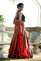 Teal Rose Blouse With Pure Banarsi Lehnga