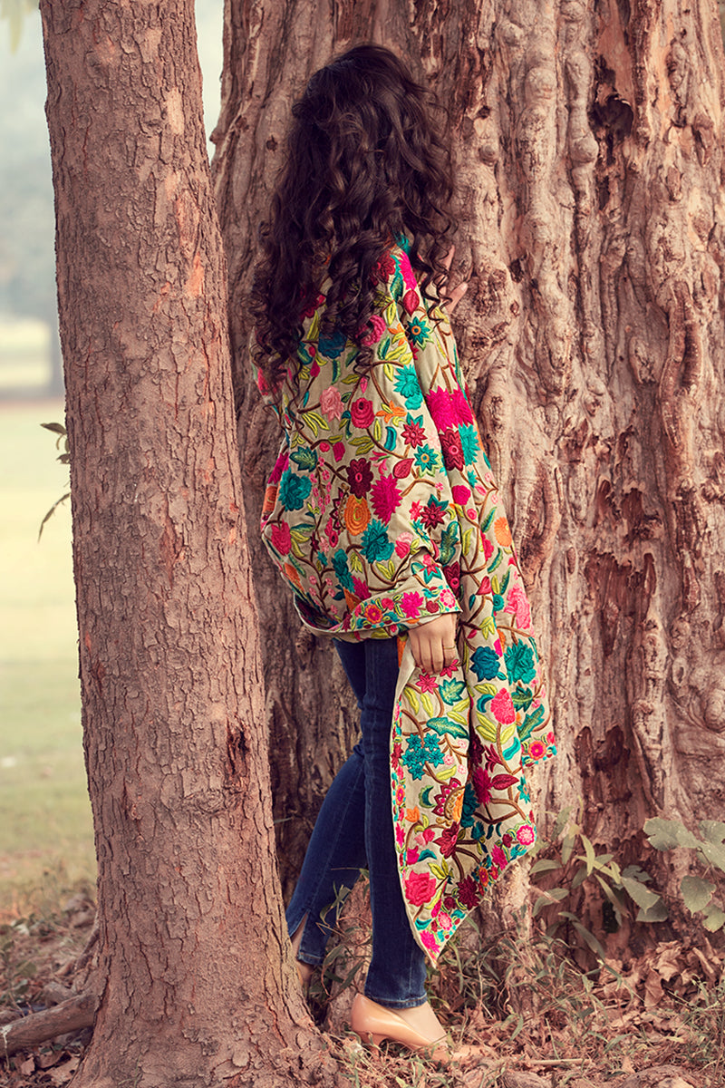 Fully Embroidered Classic Floral Shawl